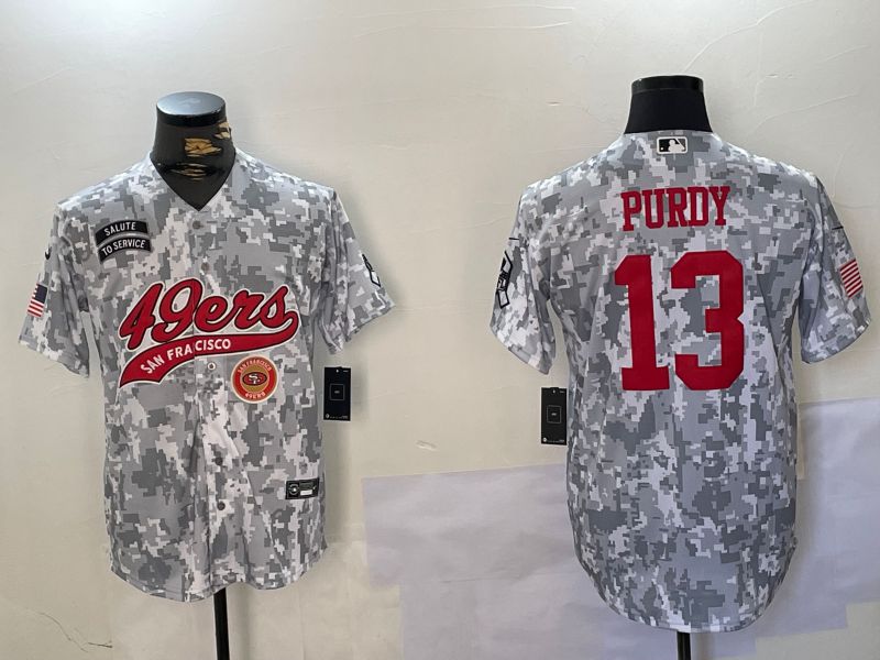 Men San Francisco 49ers #13 Purdy Nike Arctic Camo 2024 Salute to Service Limited NFL Jersey style 5